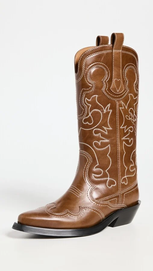 GANNI Mid Shaft Embroidered Western Boots - Image 3