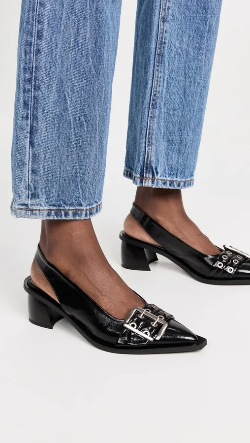 GANNI Naplack Buckle Slingback Pumps - Image 3