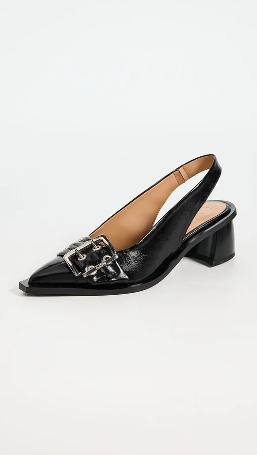 GANNI Naplack Buckle Slingback Pumps - Image 4
