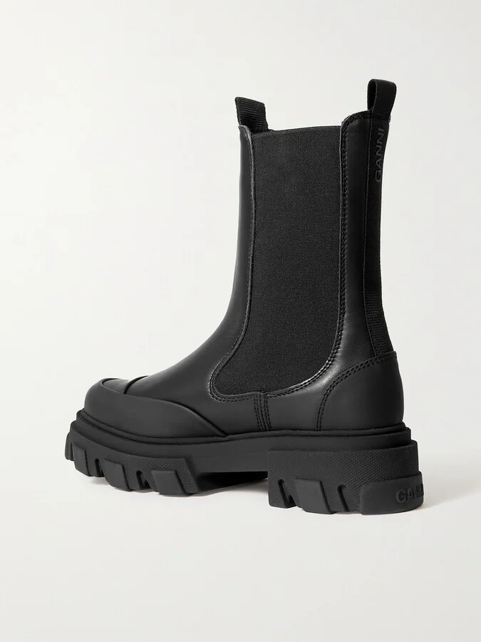GANNI - + Net Sustain Paneled Recycled-leather Chelsea Boots - Black - Image 3