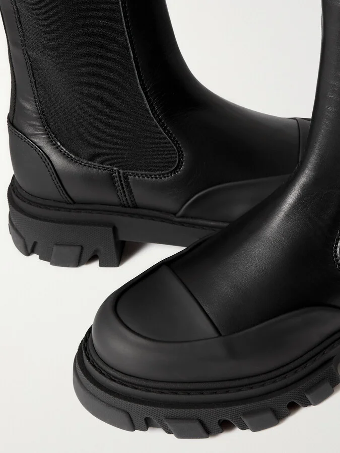 GANNI - + Net Sustain Paneled Recycled-leather Chelsea Boots - Black - Image 4