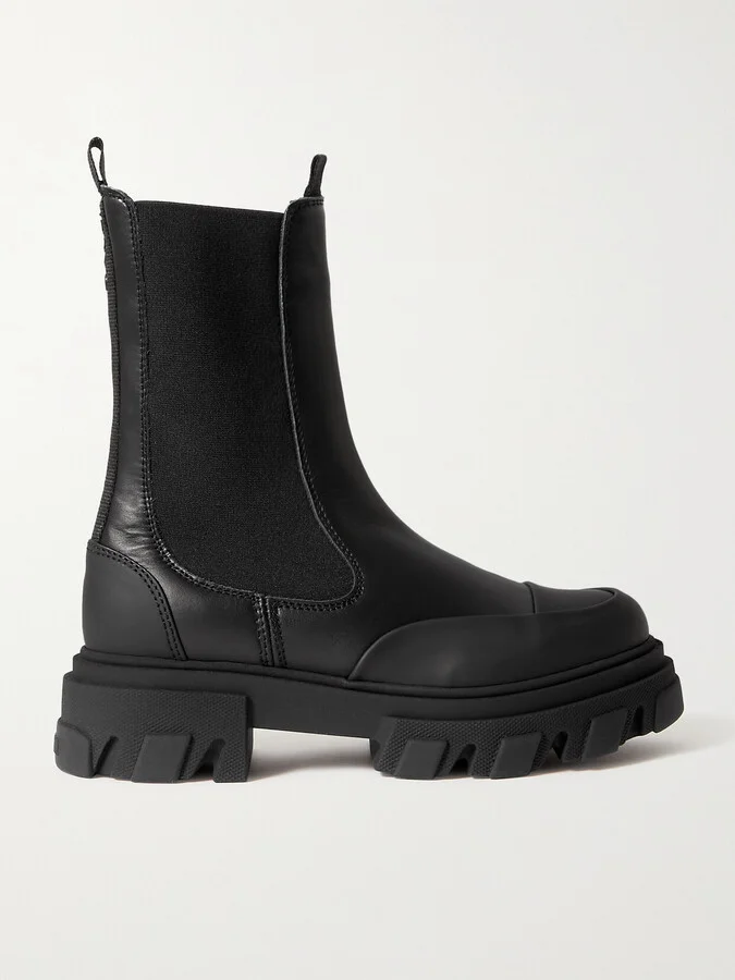 GANNI - + Net Sustain Paneled Recycled-leather Chelsea Boots - Black