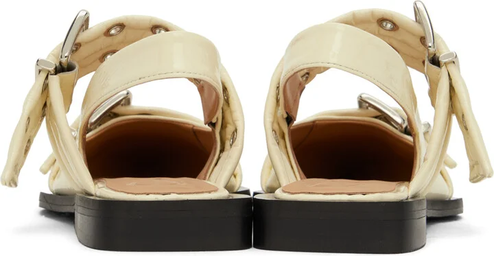 GANNI Off-White Feminine Buckle Ballerina Flats - Image 2