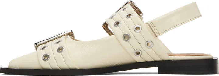 GANNI Off-White Feminine Buckle Flats - Image 3