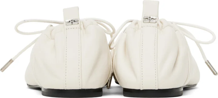 GANNI Off-White Lace-Up Ballerina Flats - Image 2