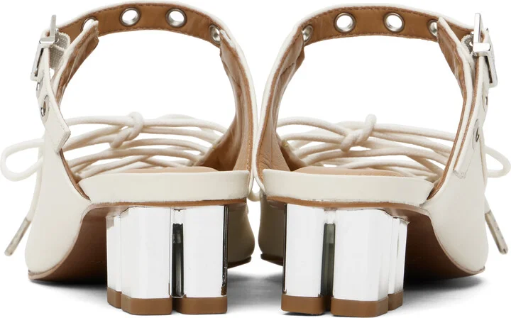 GANNI Off-White Lace-Up Mules - Image 2