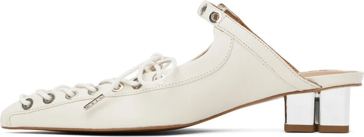 GANNI Off-White Lace-Up Mules - Image 3