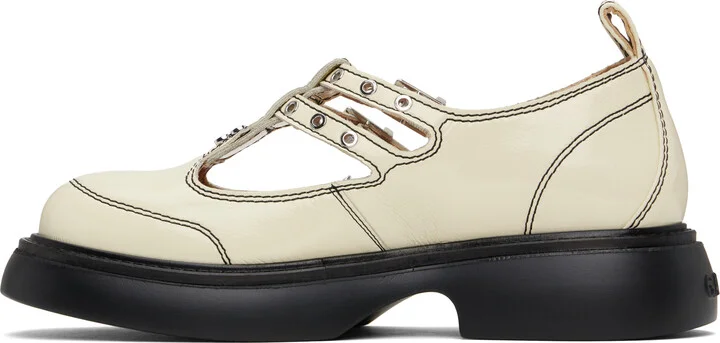GANNI Off-White Mary Jane Loafers - Image 3