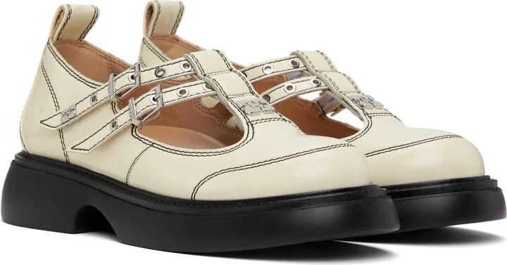 GANNI Off-White Mary Jane Loafers - Image 4