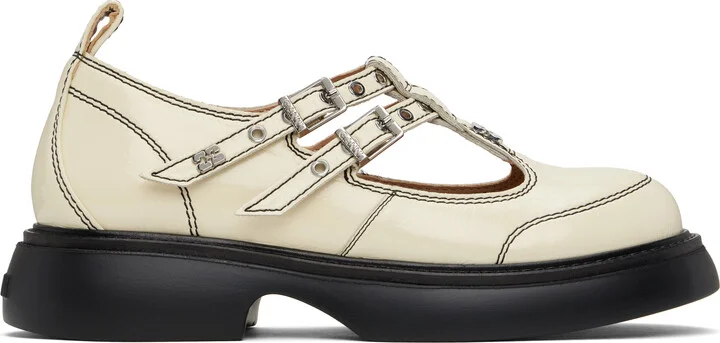 GANNI Off-White Mary Jane Loafers
