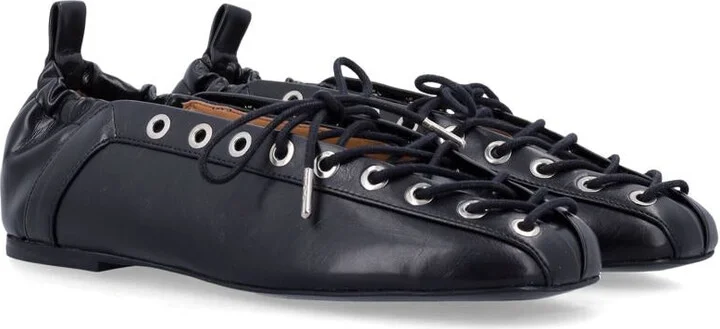 Ganni Oleatex Lace-Up Ballerinas - Image 2