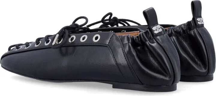 Ganni Oleatex Lace-Up Ballerinas - Image 4