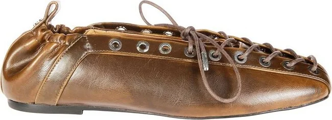 Ganni Oleatex Lace-Up Ballerinas