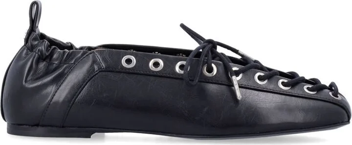 Ganni Oleatex Lace-Up Ballerinas
