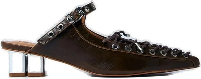 Ganni Oleatex Lace-Up Mules