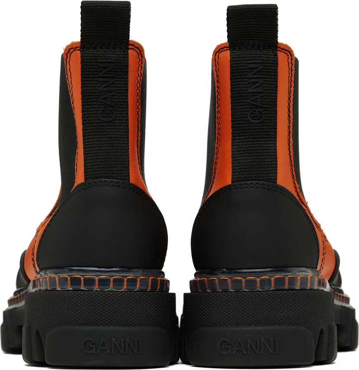 GANNI Orange Cleated Low Chelsea Boots - Image 2