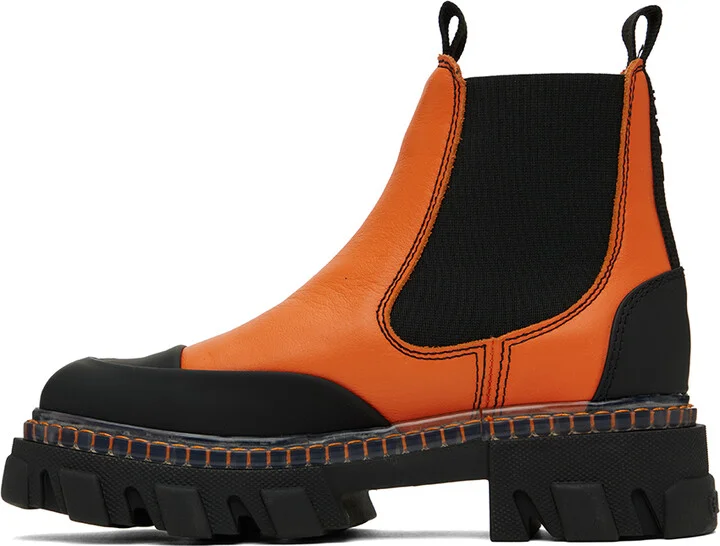 GANNI Orange Cleated Low Chelsea Boots - Image 3