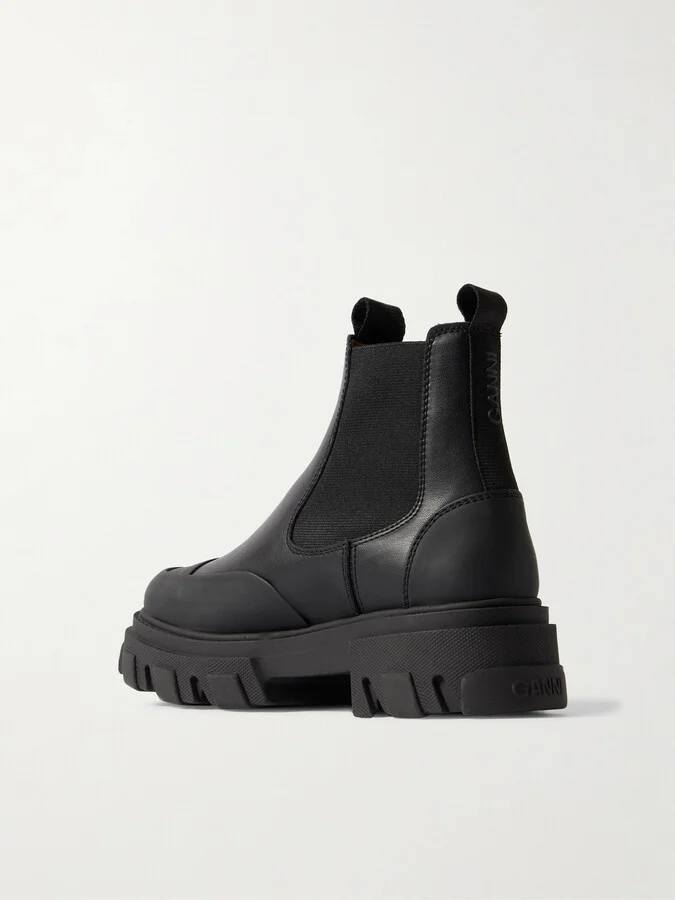 GANNI - Paneled Recycled-leather Chelsea Boots - Black - Image 3