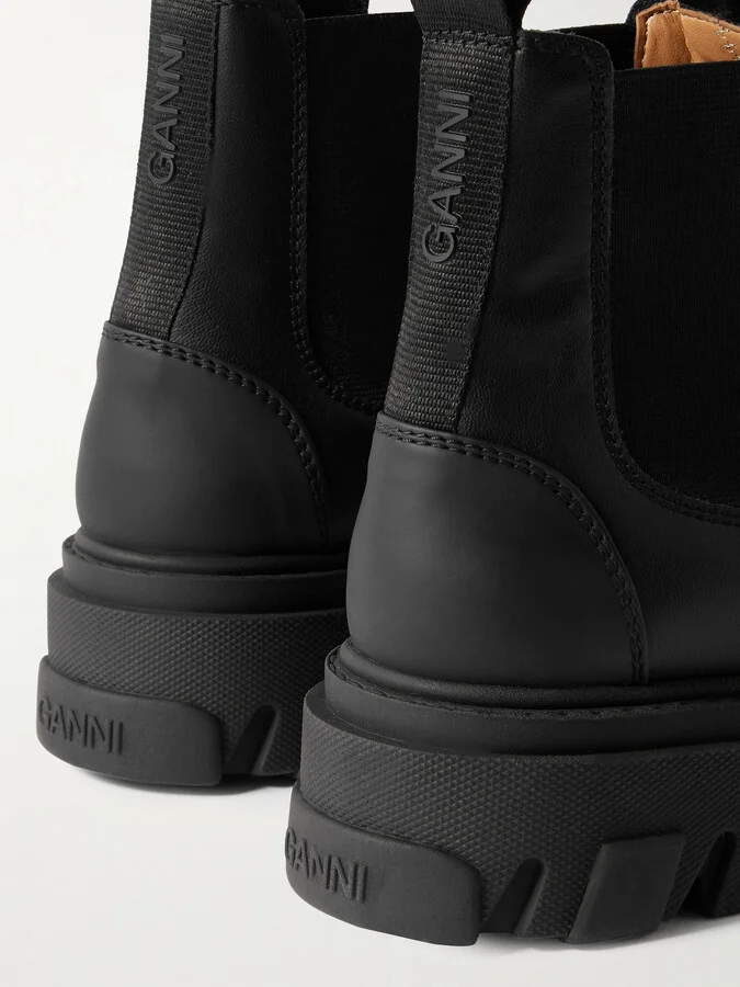GANNI - Paneled Recycled-leather Chelsea Boots - Black - Image 4