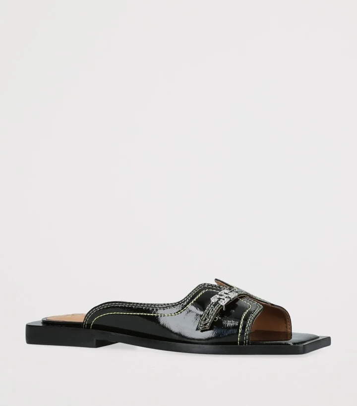 Ganni Patent Butterfly Flat Sandals - Image 3