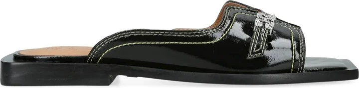 Ganni Patent Butterfly Flat Sandals