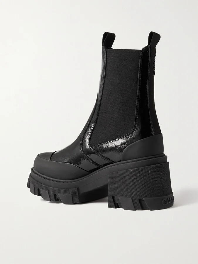 GANNI - Patent-leather Platform Chelsea Boots - Black - Image 2