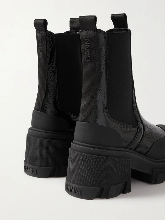 GANNI - Patent-leather Platform Chelsea Boots - Black - Image 3