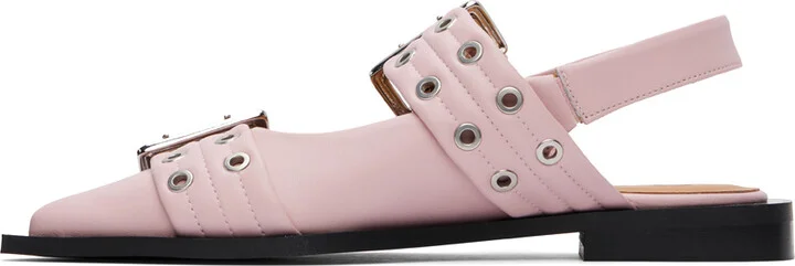GANNI Pink Feminine Buckle Ballerina Flats - Image 3