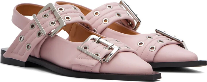 GANNI Pink Feminine Buckle Ballerina Flats - Image 4