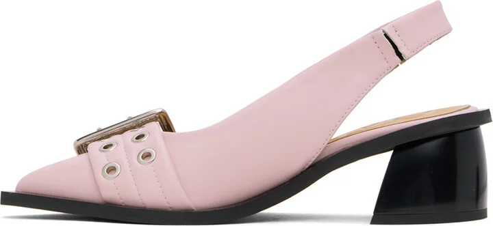 GANNI Pink Feminine Buckle Slingback Heels - Image 3