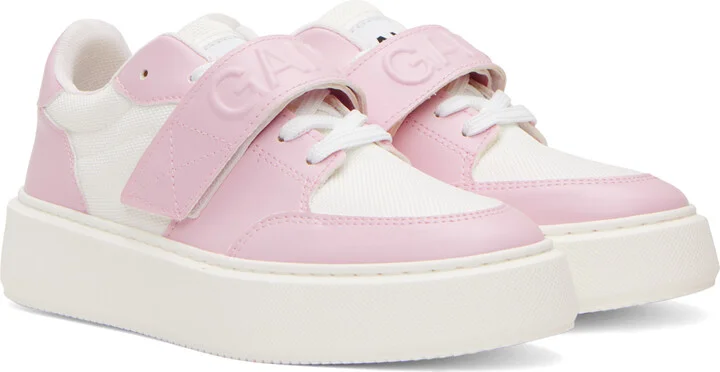 GANNI Pink & White Sporty Sneakers - Image 4