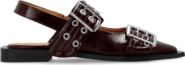 Ganni Pointed Toe Buckle Ballerinas