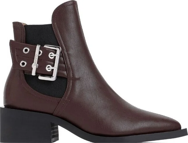 Ganni Pointed Toe Buckle Detailed Boots