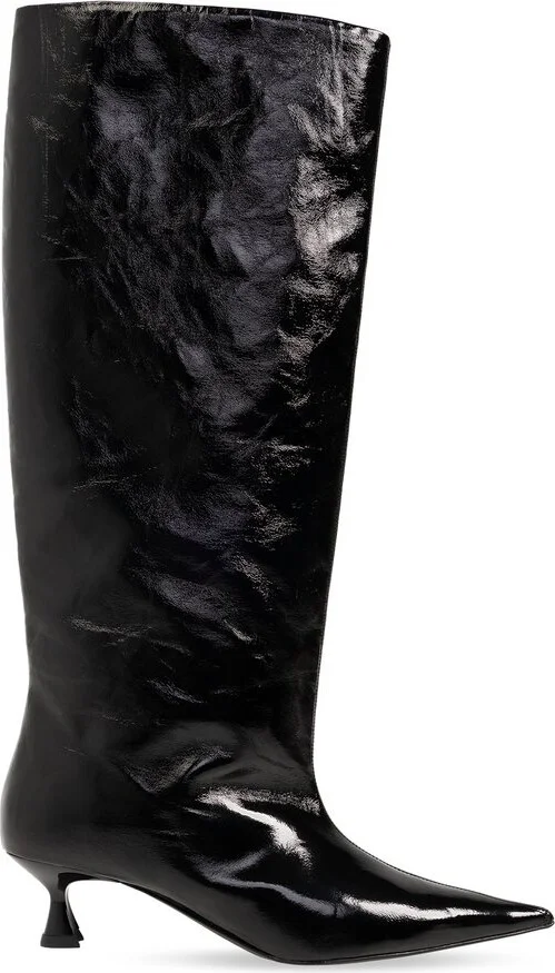 Ganni Pointed-Toe Knee-High Boots