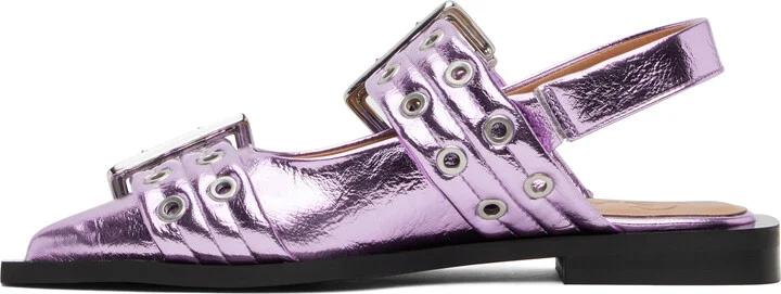 GANNI Purple Feminine Buckle Flats - Image 3