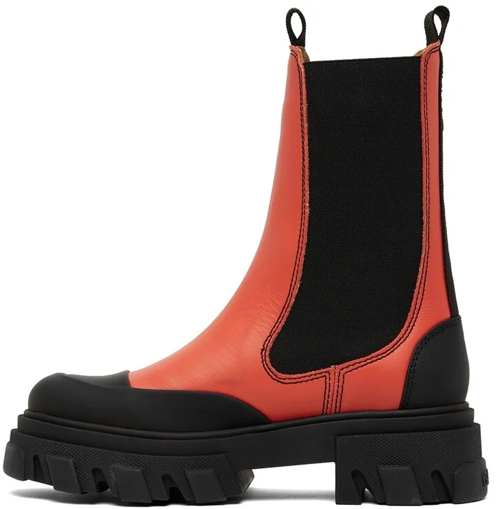 GANNI Red Chelsea Ankle Boots - Image 3