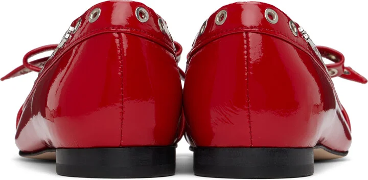 GANNI Red Eyelet Bow Ballerina Flats - Image 2