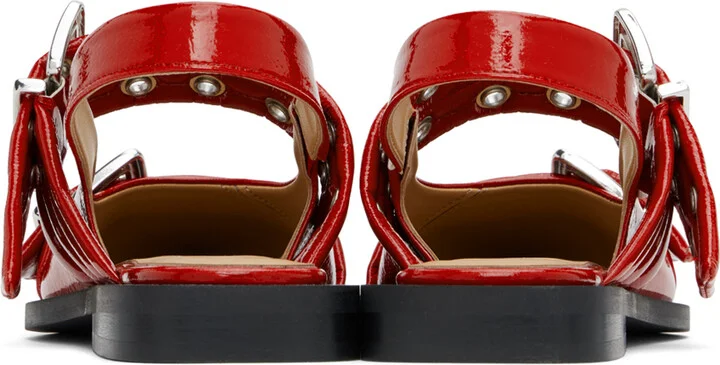 GANNI Red Feminine Buckle Ballerina Flats - Image 2