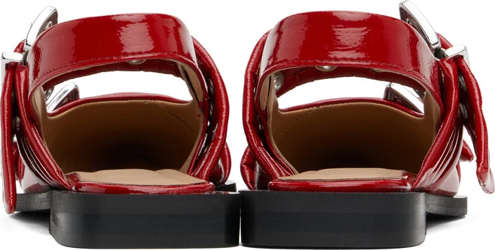 GANNI Red Feminine Buckle Flats - Image 2