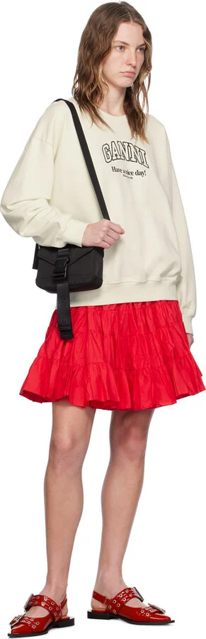GANNI Red Wide Welt Buckle Ballerina Flats - Image 5