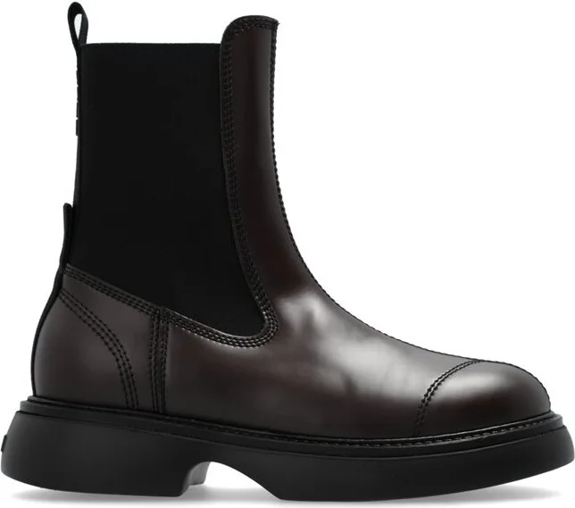 Ganni Round-Toe Ankle Boots
