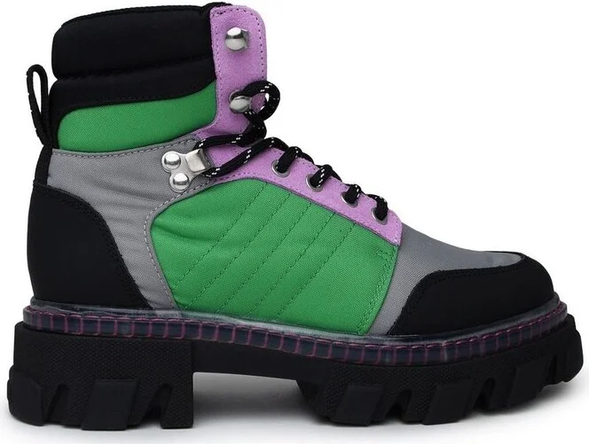 Ganni Round Toe Lace-Up Hiking Boots