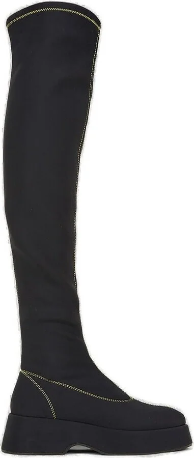 Ganni Round Toe Overknee Sock Boots