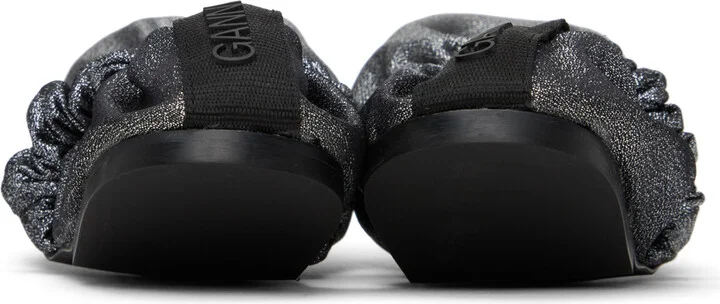 GANNI Silver Scrunchie Ballerina Flats - Image 2