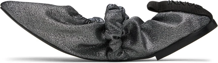 GANNI Silver Scrunchie Ballerina Flats - Image 3