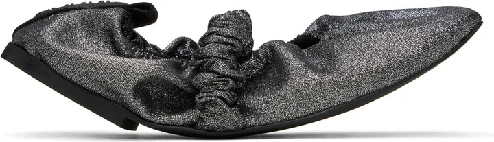 GANNI Silver Scrunchie Ballerina Flats