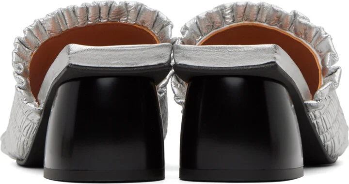 GANNI Silver Smock Mules - Image 2