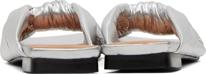 GANNI Silver Soft Knot Mules - Image 2