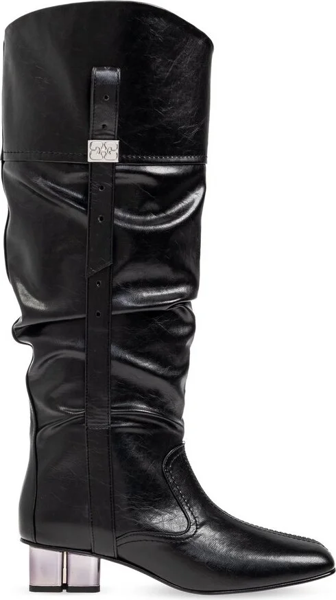 Ganni Slouchy Gathered Heeled Boots