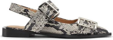 Ganni Snake Printed Chunky Buckle Ballerinas - Image 2